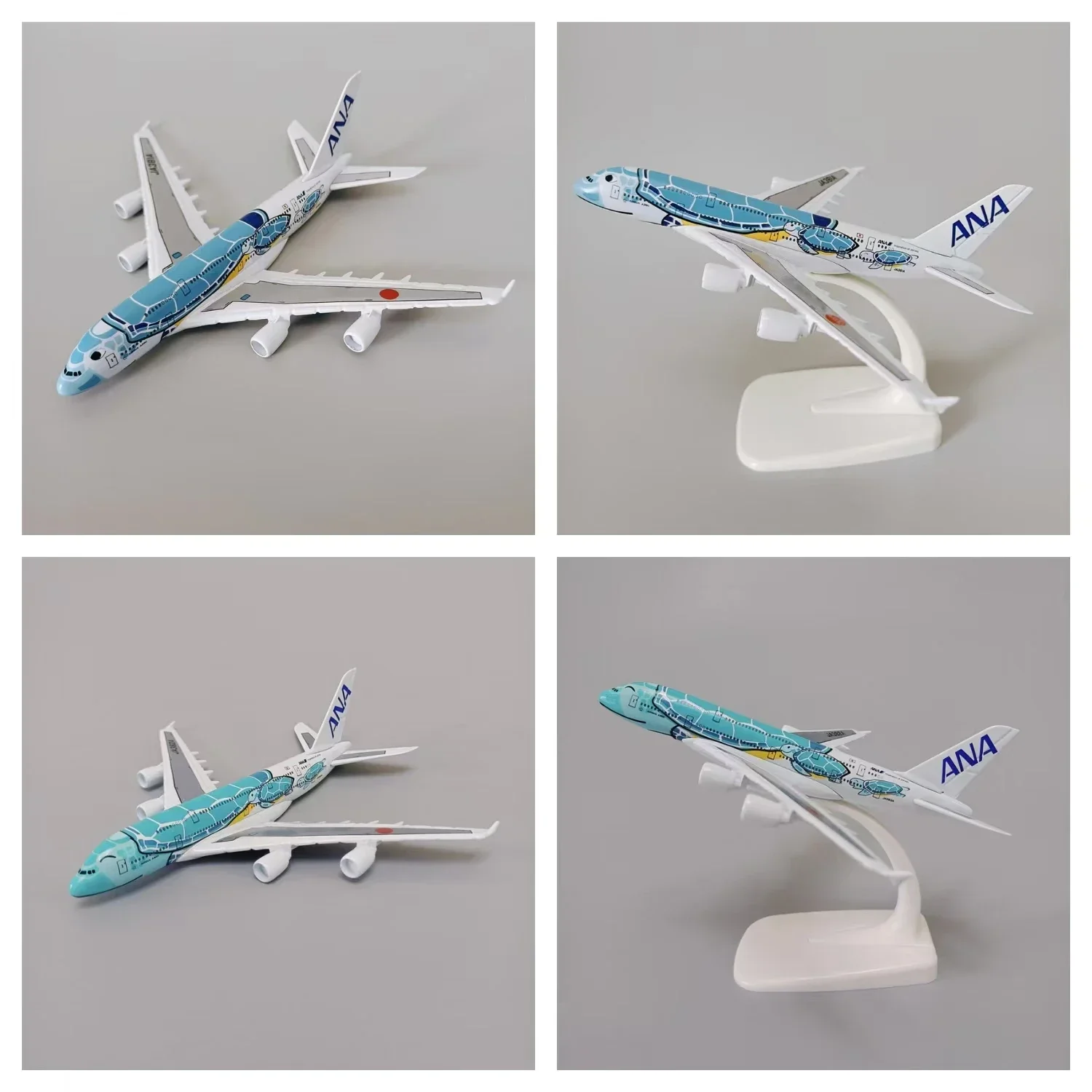 14*16cm Japan ANA Airbus 380 A380 Airlines Cartoon Sea Turtle Diecast  Metal Alloy Airplane Model Plane Aircraft Green Blue