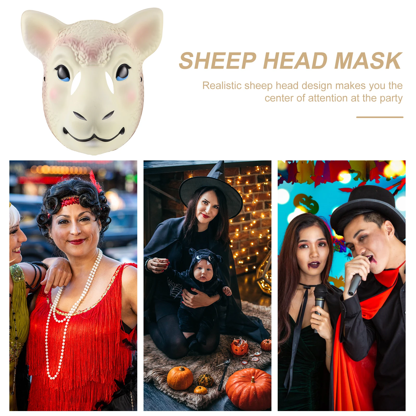 

Sheep Mask Realistic Lifelike Lightweight Full Face Mask for Halloween Birthday Christmas Party Supplies Costume Prop