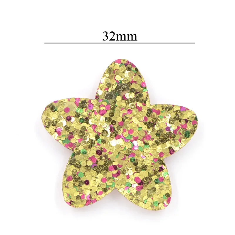 20Pcs 32mm Glitter Fabric Felt Patches Star Padded Appliques for DIY Children Headwear Accessories & DIY Crafts Decoration