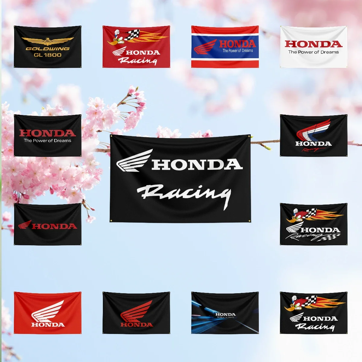 Motorcycle Flag for H-H-on-d-a Fans Banner Custom any Image wrinkle resistant storefront basement tapestry