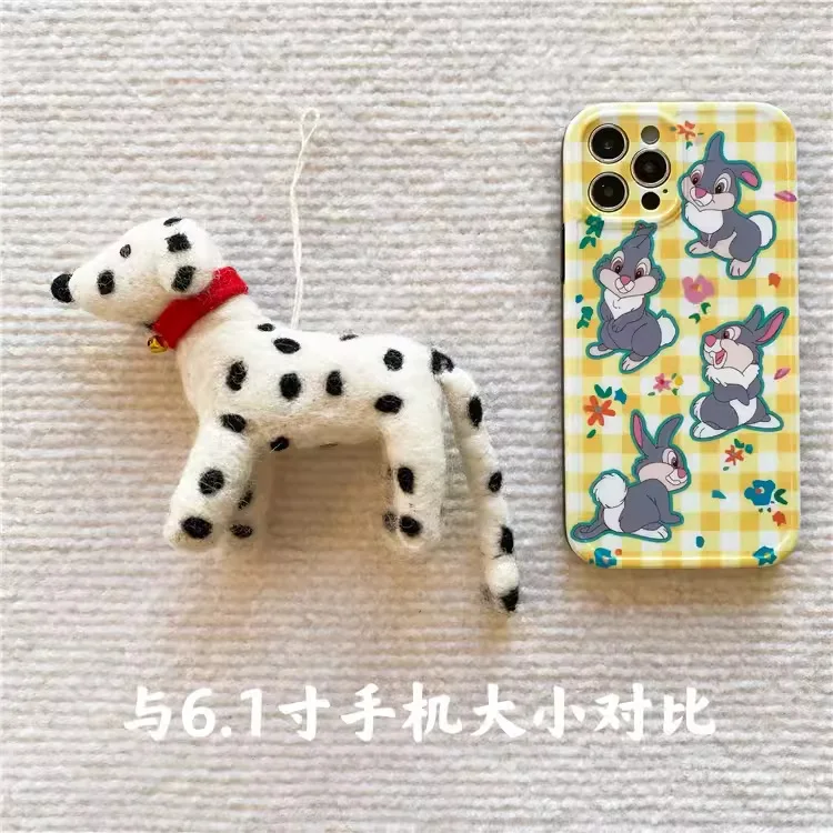 Handmade Wool Felt Stereoscopic Spotted Dog Key Chain UNISEX A Birthday Gift Keychain That Can Given To Friends Who Like Puppies