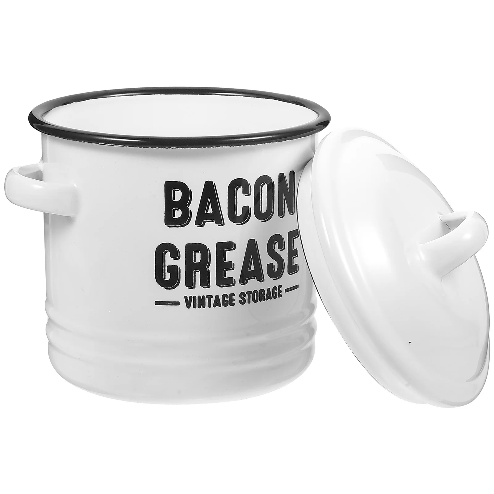 

Enamel Jar with Cover Large Capacity Vintage Cooking Pot for Soup Sauce Bacon Grease Storage Household Kitchenware Nonstick