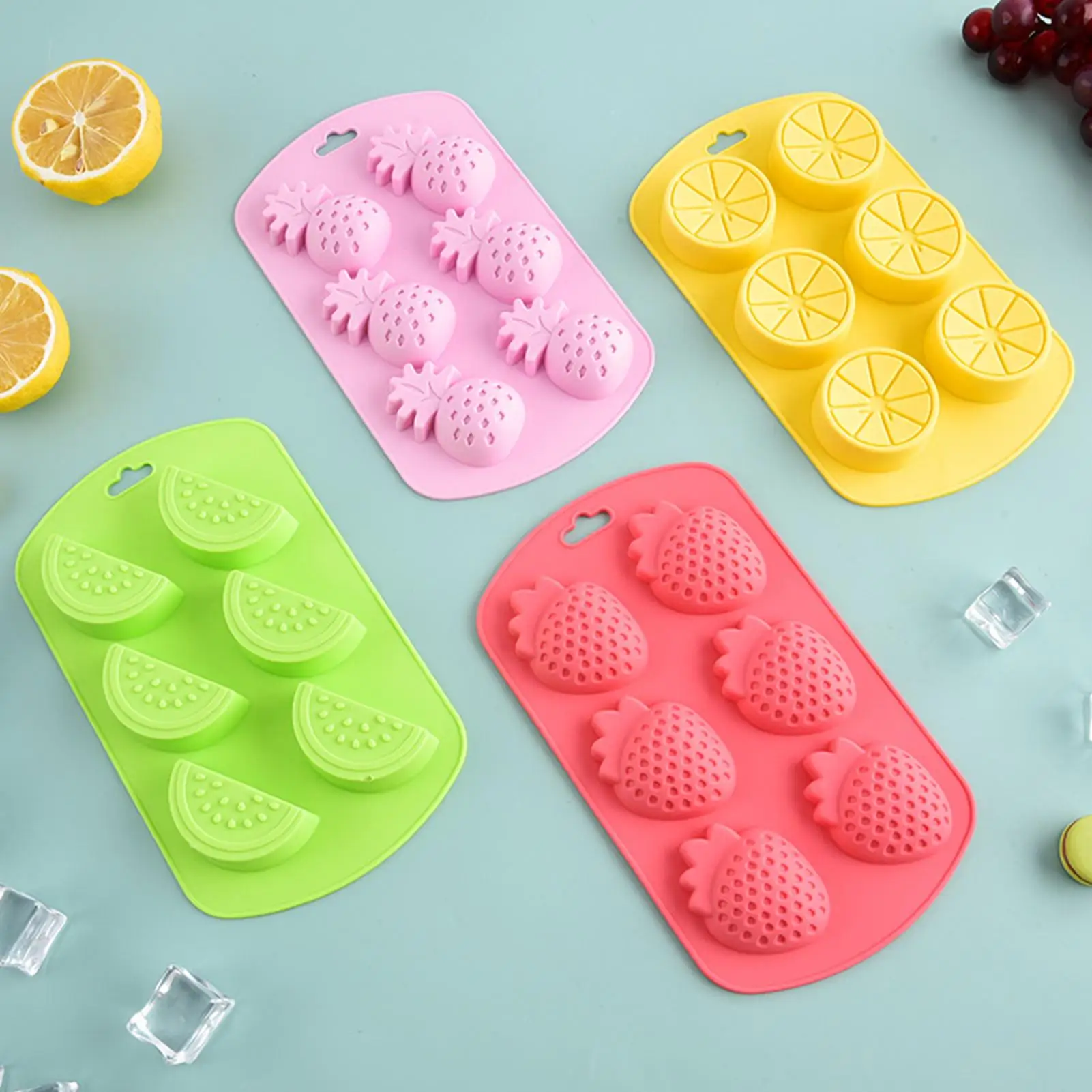 6 Cavity Fruit Shaped Silicone Candy Mold Non Stick Reusable Baking Molds Chocolate Gummy Candy Making DIY Kitchen Supplies