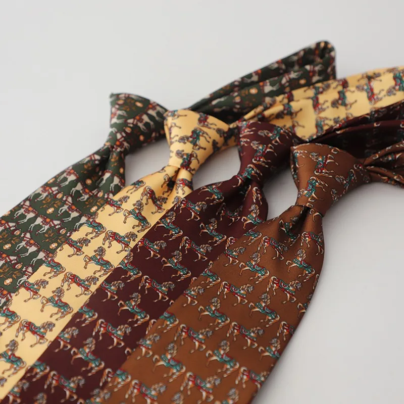 Vintage Casual Formal Suit Necktie Fashion Men Suit Accessory With Animal Print Available In Navy, Coffee And Burgundy For Party