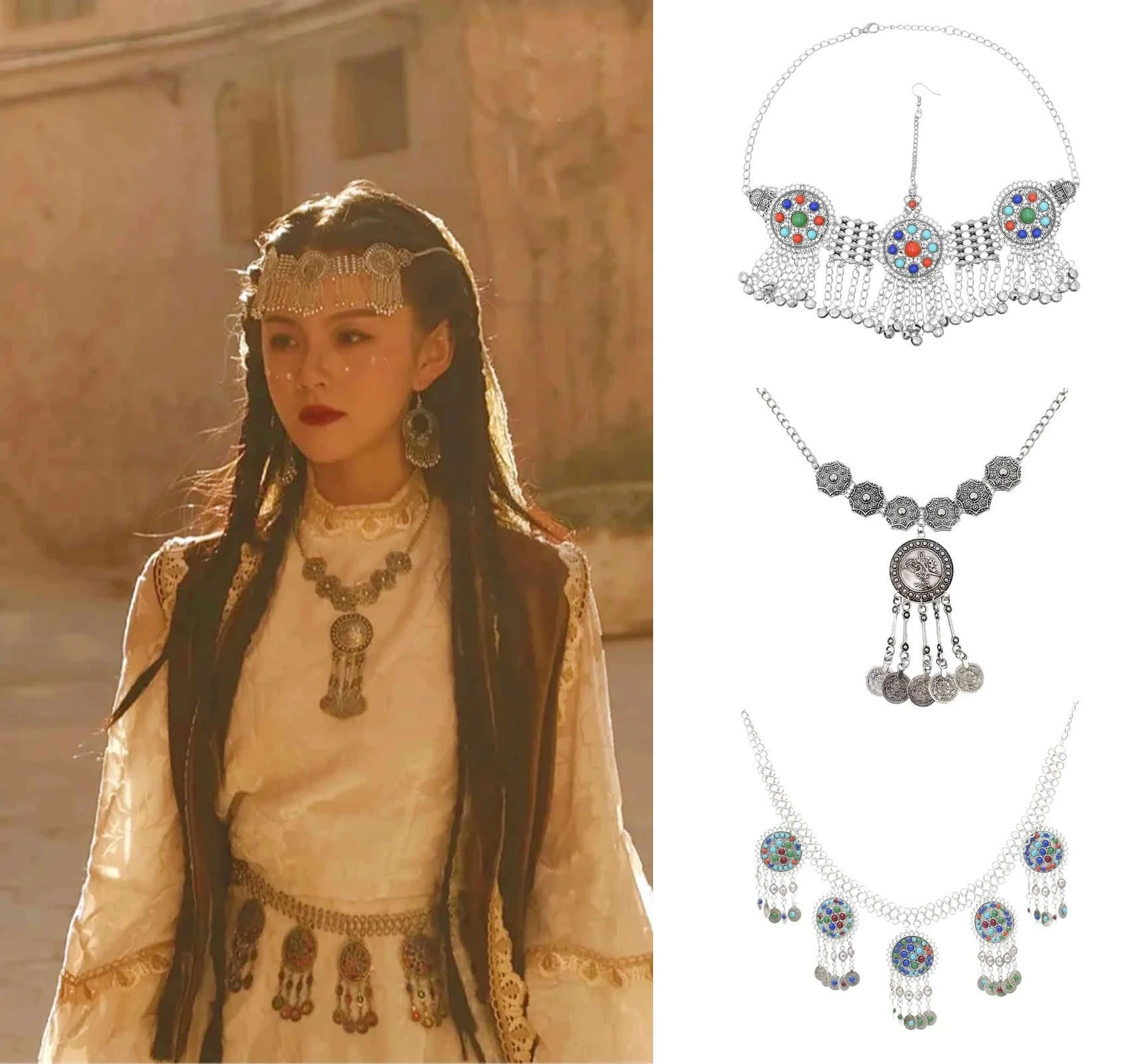 New Gypsy Vintage Metal Coin Tassel Head Chain Women's Bohemian Prom Hair Accessories Jewelry Gifts