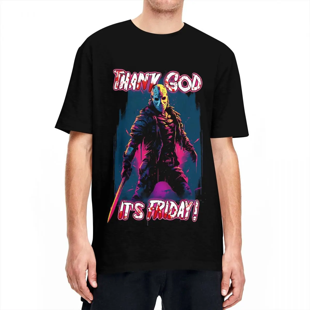 Friday 13th Jason Voorhees T-Shirts for Men Women Thank God Its Friday Leisure 100% Cotton Tee Shirt O Neck T Shirt Clothing