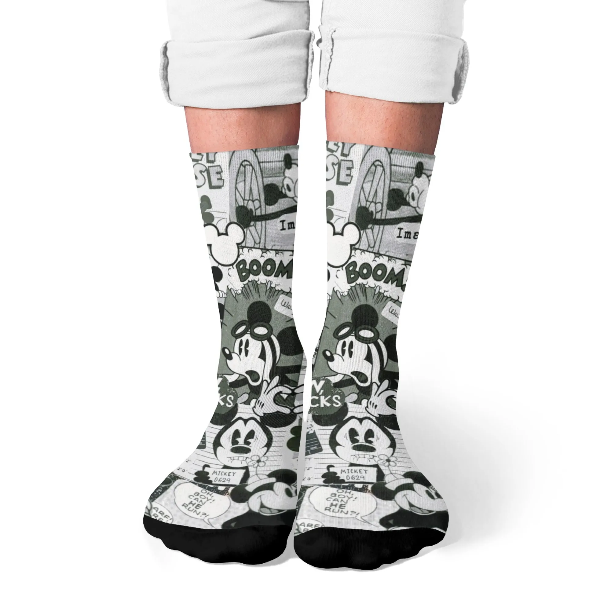 

Новинка, мужские носки с принтом Микки Мауса, Harajuku, уличные компрессионные носки в стиле хип-хоп в стиле ретро, дышащие нескользящие носки, подарок