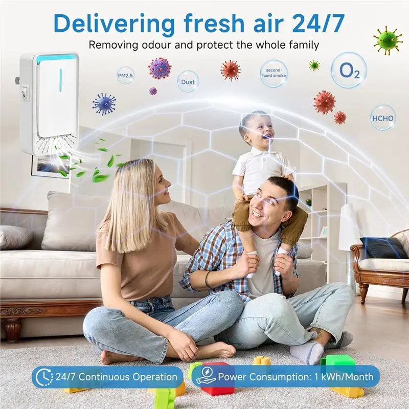 معطر هواء صغير A84G-Quiet-Plug In Air Ionizer 4-Pack منقي هواء بتقنية سلبية للمنزل والمكتب وقابس أمريكي