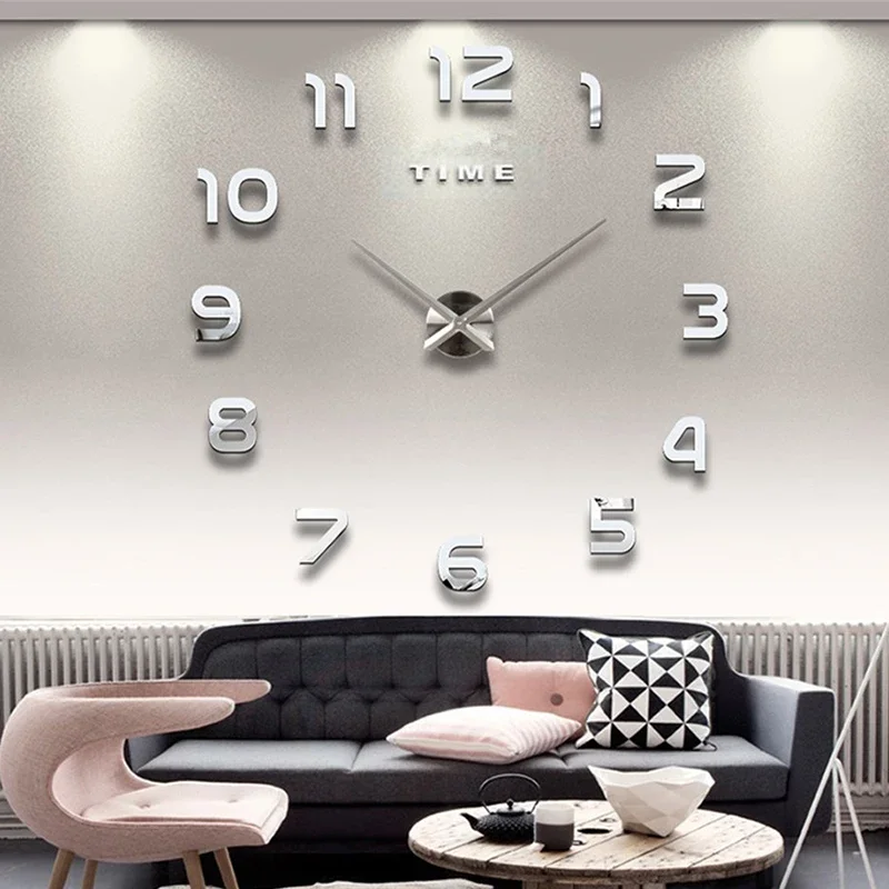 2025 Fashion Modern Design Large Wall Clock 3D DIY Quartz Clocks Watches Acrylic Mirror Stickers Living Room Home Decor Horloge