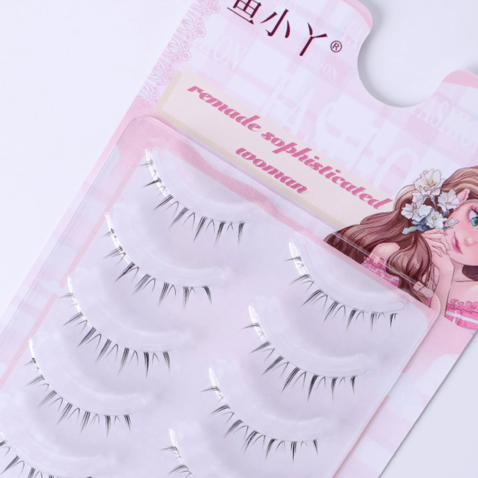 Natural Fake Lashes full strip 5 Pairs 4-6mm botton lash Mixed Length C Curl Black False Eyelashes korean style For Daily Makeup