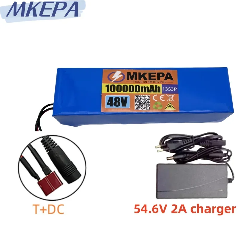 13S3P 48V 100000mAh 100Ah lithium-ion battery pack with 1000W BMS, suitable for 54.6V