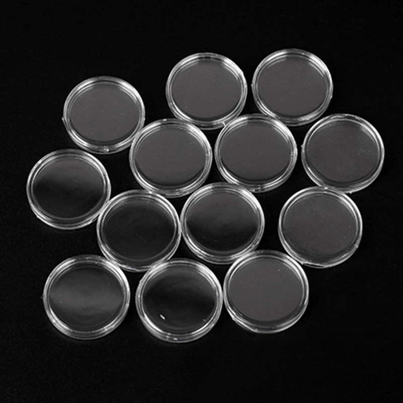 200Pc/Set 45Mm Clear Round Plastic Coin Protector Container Money Storage Box Money Pence Holder Case Collectibles Gifts