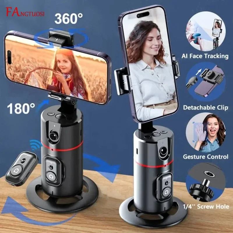 FANGTUOSI mini cardan portable avec suivi léger du visage et prise de vue par reconnaissance adapté au support de téléphone intérieur et extérieur
