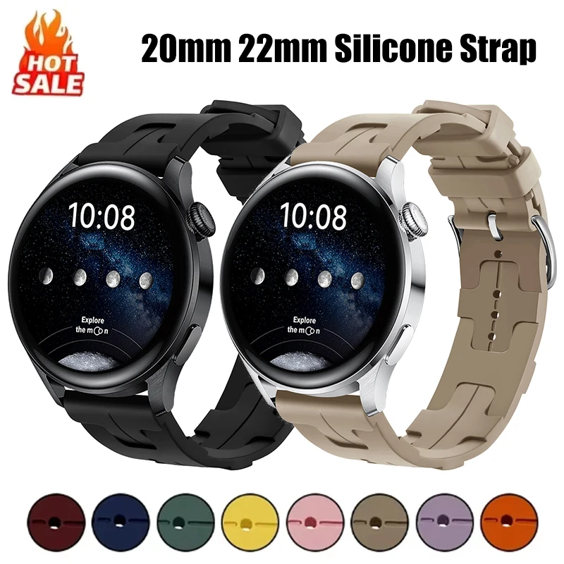 갤럭시 시계 7/FE/5/pro/6/4/클래식/3/액티브 2/기어 s3 20mm 22mm 시계 팔찌 화웨이 시계 GT/5/4/3/2 스트랩용 실리콘 밴드