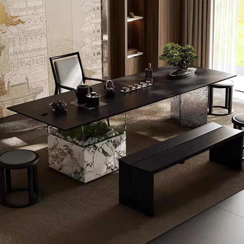 Tea table and chair combination, creative green plant landscape, household