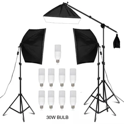 2/3/9Pcs Lighting Soft Box With Crossbar Continuous Lighting Kit Photo Studio Softbox Equipment With ,LED Blub,Tripod Stand