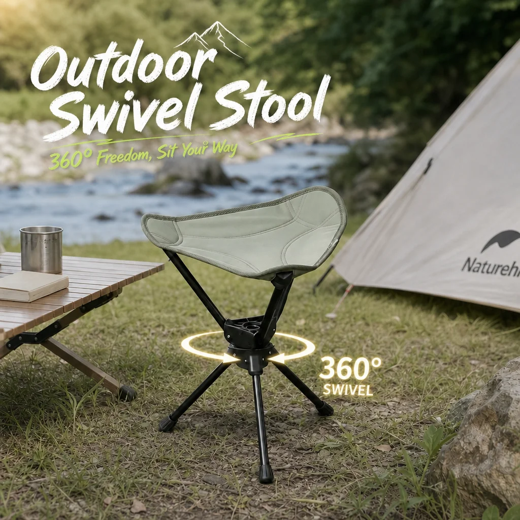 360° Rotatable Tripod Stool Aluminum Alloy Ultralight 900g Portable Folding Outdoor Camping Fishing Stool with Carry Bag