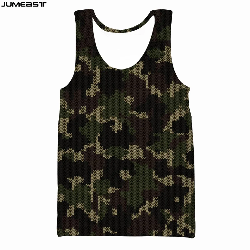 Jumeast Y2k Men Women 3D Printed Vest Hip Hop Camouflage Camo Hunting Hunter Short Sleeve Sport Pullover Summer Tank Tops Tees