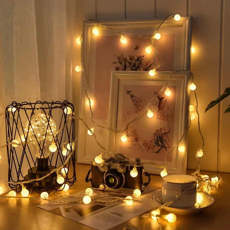 Imagem -02 - Bola Impermeável Led String Lights Usb Bateria Guirlanda Lâmpada ao ar Livre Casamento Jardim Fairy Lights Decoração de Natal 10m