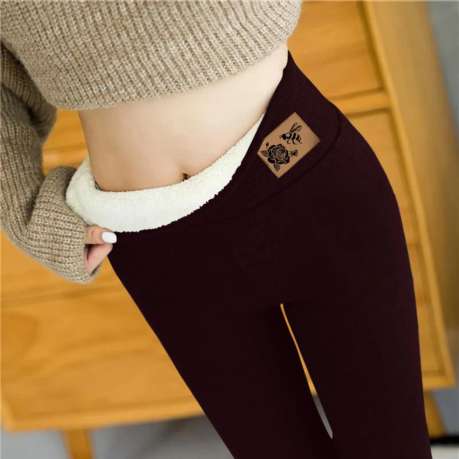 

Winter Fleece Lined Leggings Women High Waist Velvet Keep Warm Pants Solid Comfortable Stretchy Thermal Tights Plus Size Leggins