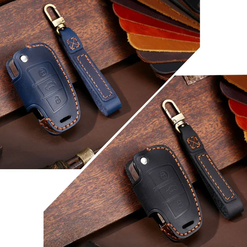 

1pc Luxury Leather Car Key Case Cover Handmade Key Chain Bag For Audi A1 A3 8p 8l A4 B5 B6 B7 B8 A5 A6 C5 C6 C7 Q3 Q5 Q7 Tt