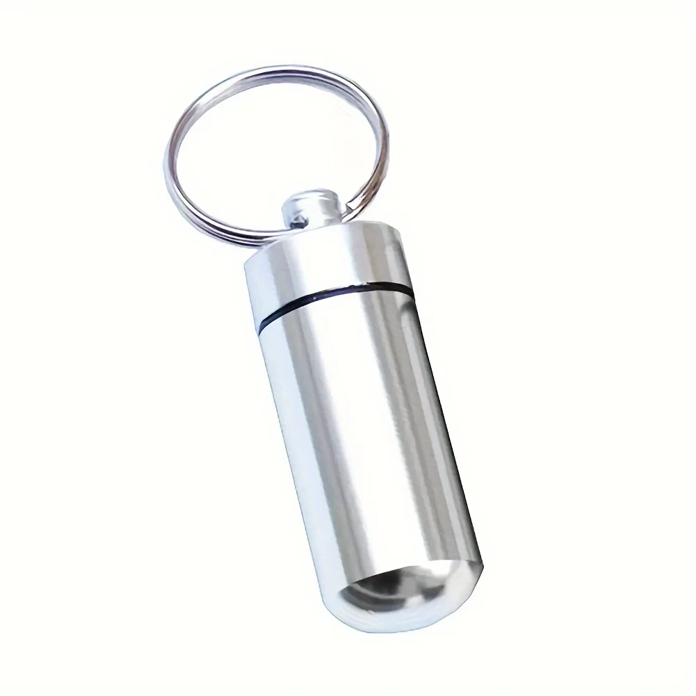 2pcs Random color Mini Medicine Box Key Chain Waterproof Case Outdoor Emergency Medicine Drug Srorage Box Tank with Keychain