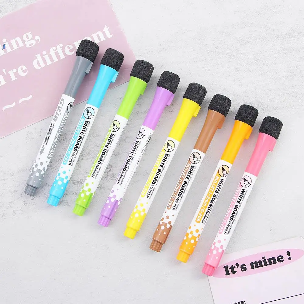 

8 Colors 1PC Magnetic Safe ink Eraser Cap Erasable Children's Drawing Pen Graffiti Pen Markers Whiteboard Pens