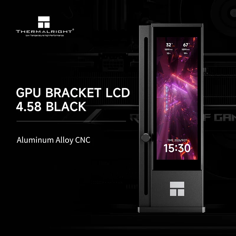 Thermalright GPU BRACKET LCD 4.58,Aluminum Alloy CNC Material/USB9 Pin Interface/Freely Adjustable Height/Magnetic Base Design
