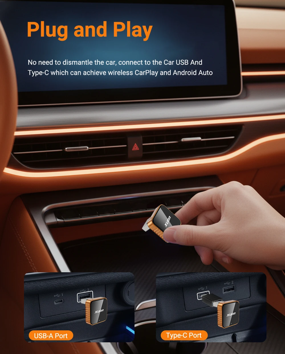 2026 2-in-1 Kabelloser CarPlay Dongle Kabelloser Android Auto Adapter AI Smart Box Intelligente Autosysteme für Fahrzeuge mit Kabel-CarPlay – Detail 3