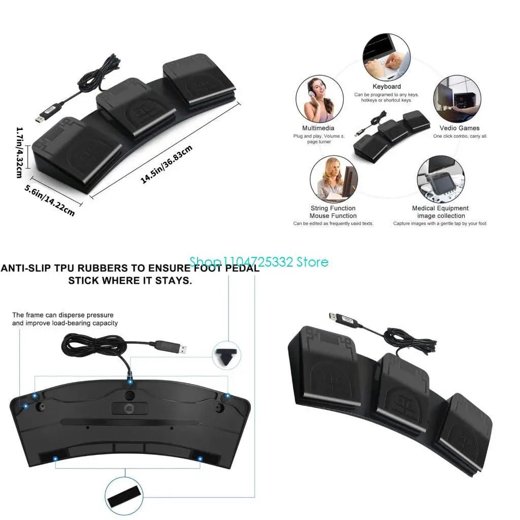 

P5EA Triple Foot Pedal Switches Quiet Operation For Gaming Photoelectric/ Machanical