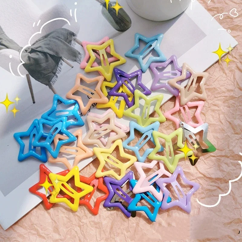 Cute Colorful Star Hair Clips, Korean Style Five-pointed Star Side Barrettes for Women, Bangs & Flyaway Hair Pins