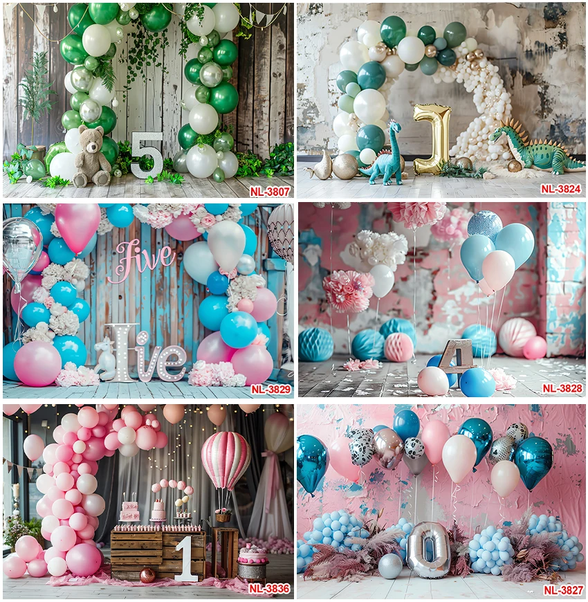 Фоны для новорожденных, детские украшения для дня рождения, воздушные шары, торт, стол, детский портретный фон для фотосъемки, баннер
