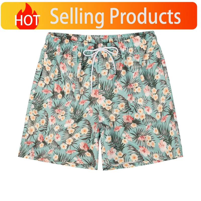 Hawaiian 3d Print Plants Flamingo Beach Shorts Men Summer Short Pants Outdoor Sports Surf Board Shorts Quick Dry Swim Trunks