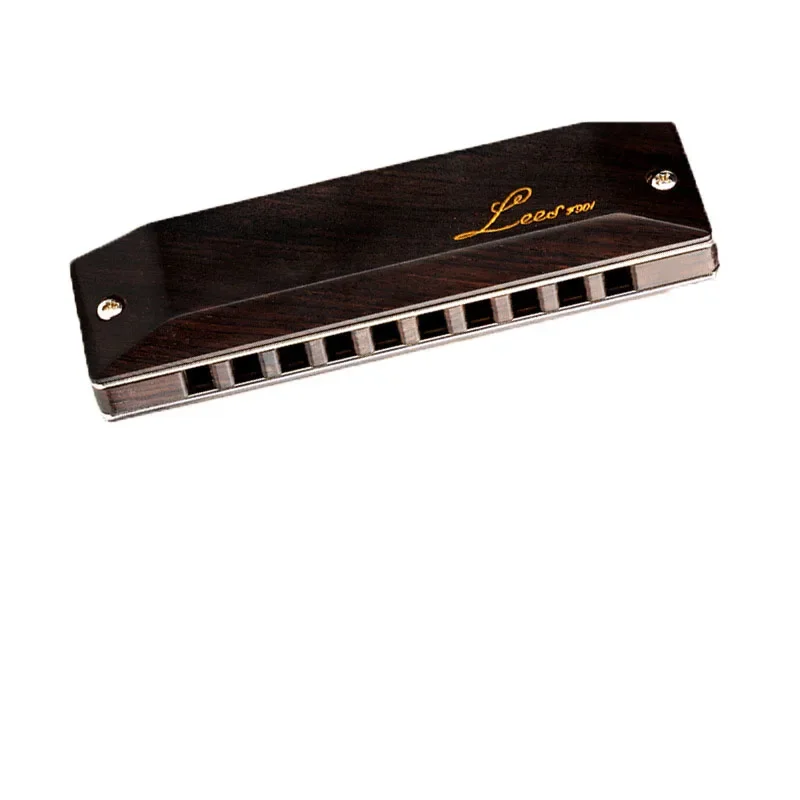 Full set of sandalwood 10 hole blues wooden harmonica, professional performance, beginner practice, and universal instruments