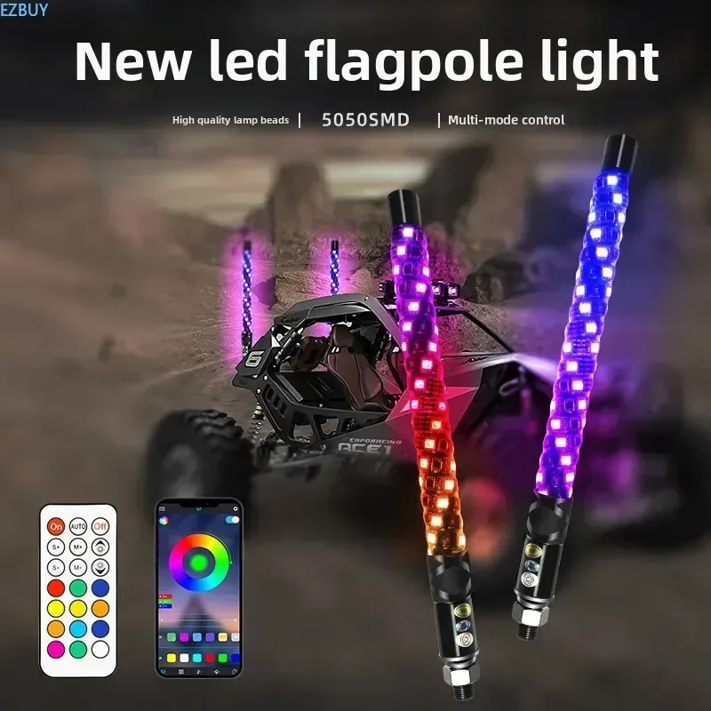 30CM Mini Symphony LED Flagpole 30CM Light APP Remote Control Off-Road Vehicle Beach Car Modified Horse Pole Light