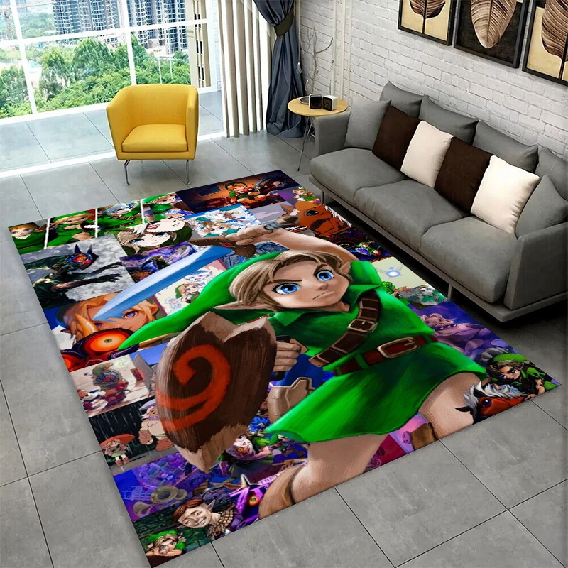 Classic Game Z-Zelda Cartoon Link Carpet Rug for Playroom Bedroom Living Room Sofa Home Decor,kid Area Rug Non-slip Floor Mat