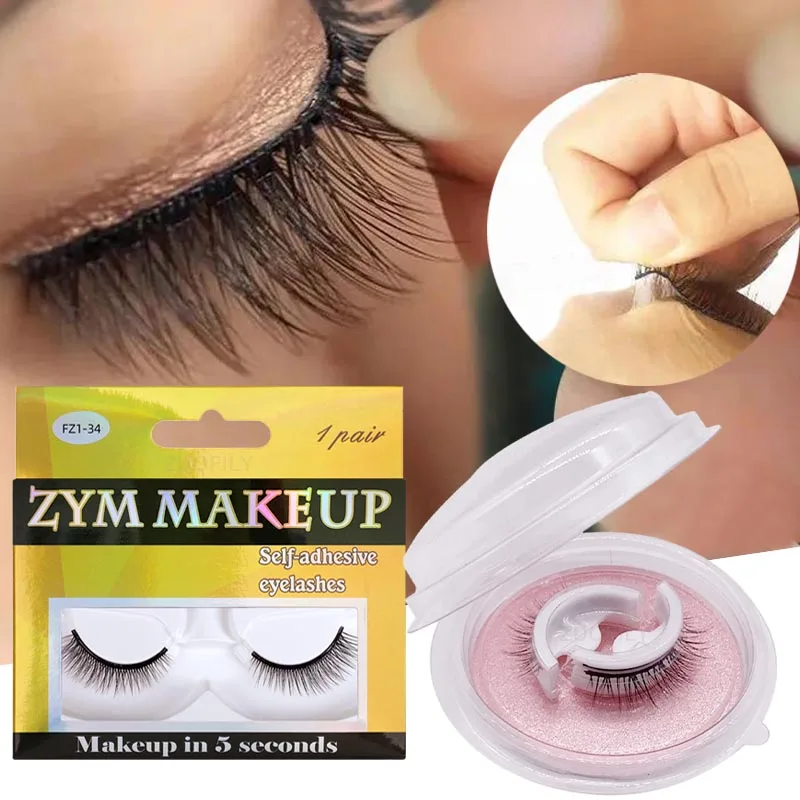 1Pair Glue Free Mink Eyelashes No Residue On The Skin 3D False Eyelashes Reusable Natural Long Eyelash Makeup Self-adhesive