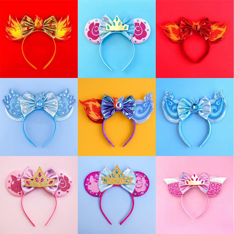 Pixar Anime Elemental Headbands For Women Cartoon Fire Water Ears Hairband Kids Disney Wade Ember Hair Accessories Girl DIY Gift