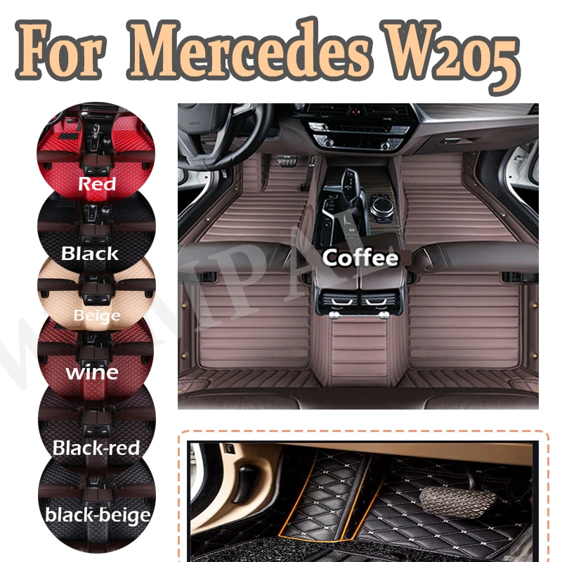 

Luxury Custom Car Floor Mats For Mercedes W205 2014 2015 2016 2017 2018 Auto Leather Men Automotive Car Mats Full set pads