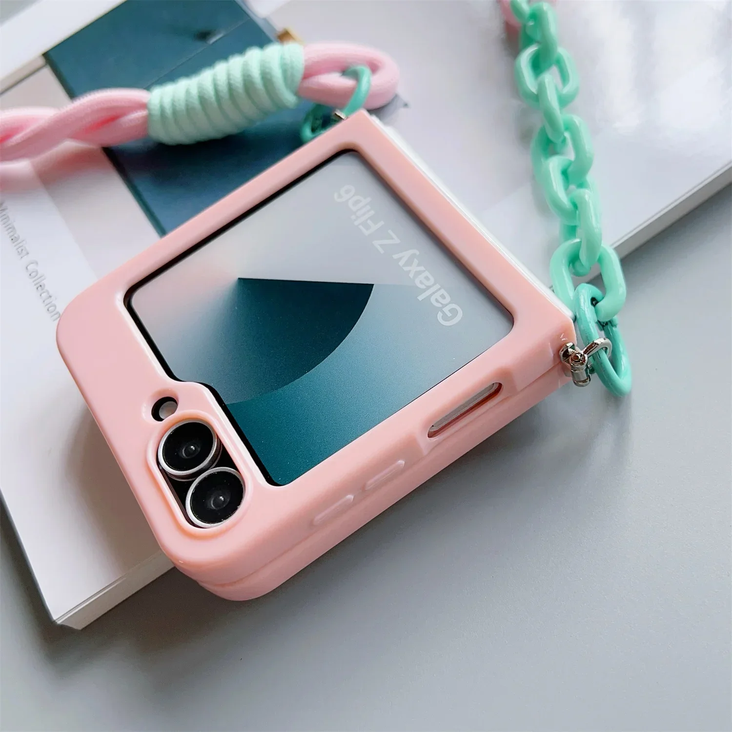 Candy Solid Schutzhülle mit Umhängeband, schlanke Handyhülle für Samsung Galaxy Z Flip 8 7 4 5 6 Flip6 Flip7, niedliche Hülle – Detail 15
