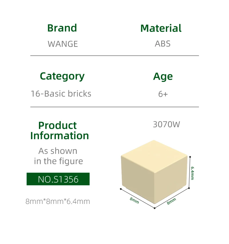Wange 362Pcs/lot 3070W 2x1Tile Square Cap Changeover Block Moc Color Accessories Compatible with Brick DIY Children Toy Assembly