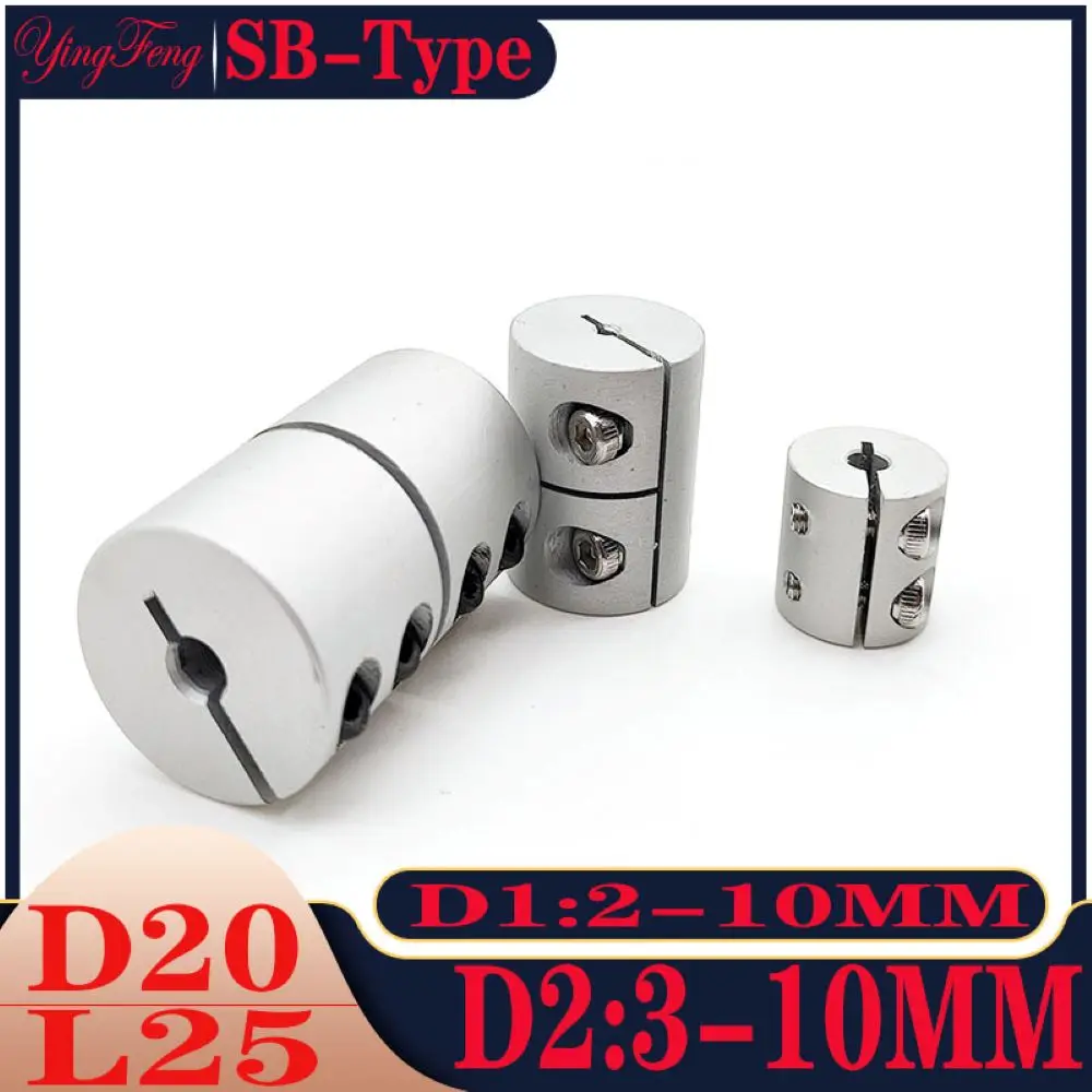 

D20 L25 D1-D2 2/3/3.17/4/5/6/6.35/8/10MMSB Aluminum Alloy Rigid Coupling Clamping Rigid Motor Screw Coupling Inner Iameter