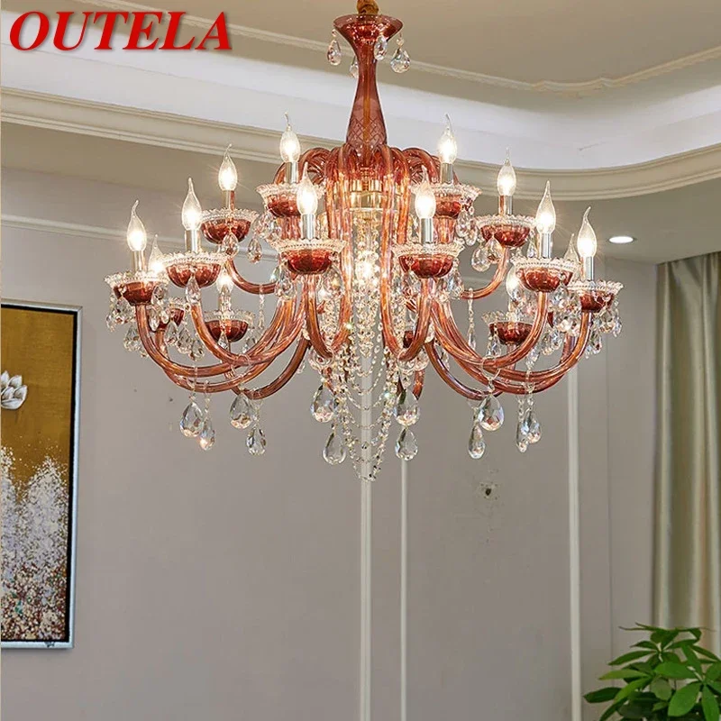 

OUTELA Luxurious Style Crystal Pendant Lamp European Candle Lamp Art Living Room Restaurant Bedroom Villa Chandelier