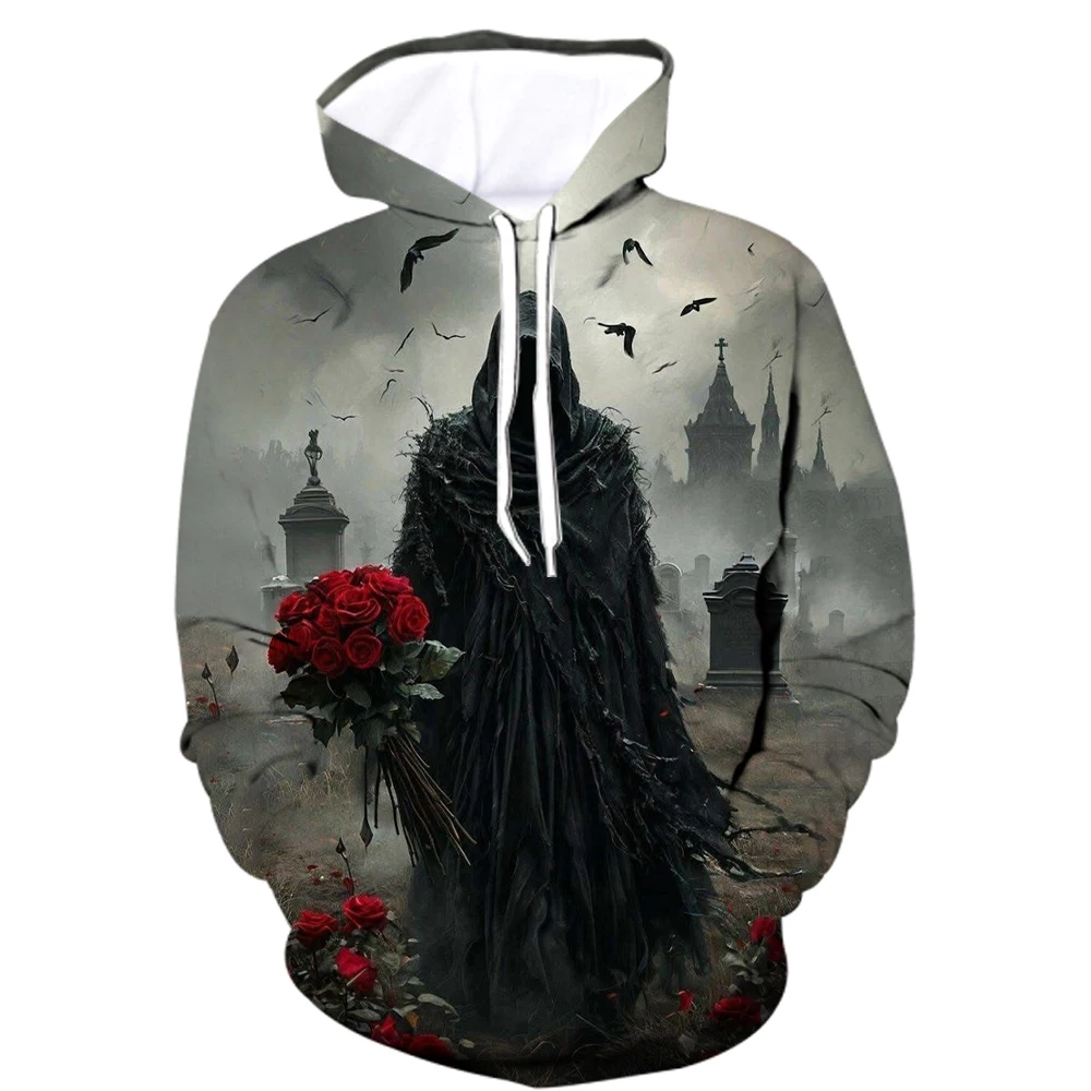 

Men's 3D Printed Grim Reaper Graphic Hoodies Gothic Horror Long Sleeve Hooded Clothes Fashion Breathable Comfortable Sweatshirts