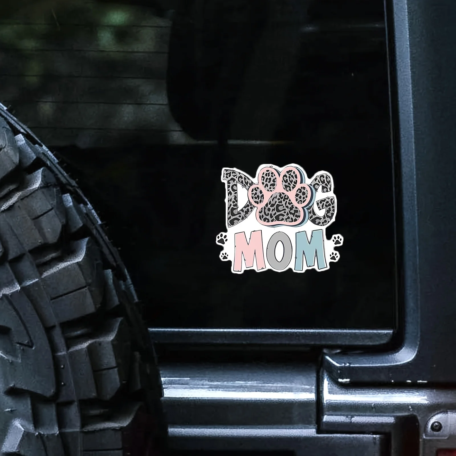Cute Dog Mom  Sticker: Adorable Leopard Print and Paw Design for  Windows - Self-Adhesive, Vinyl, Holiday Decoration