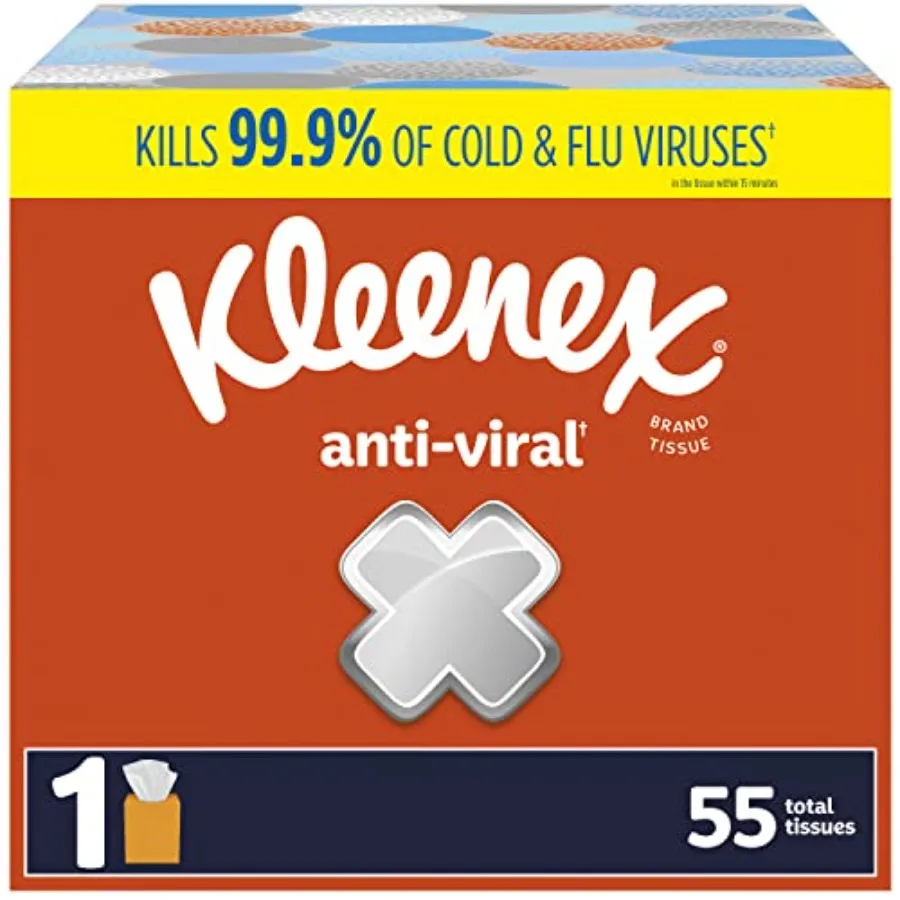 

Kleenex Anti-Viral Facial Tissue, 3-Ply, 1 cube box, 55 Sheets Pack of 1