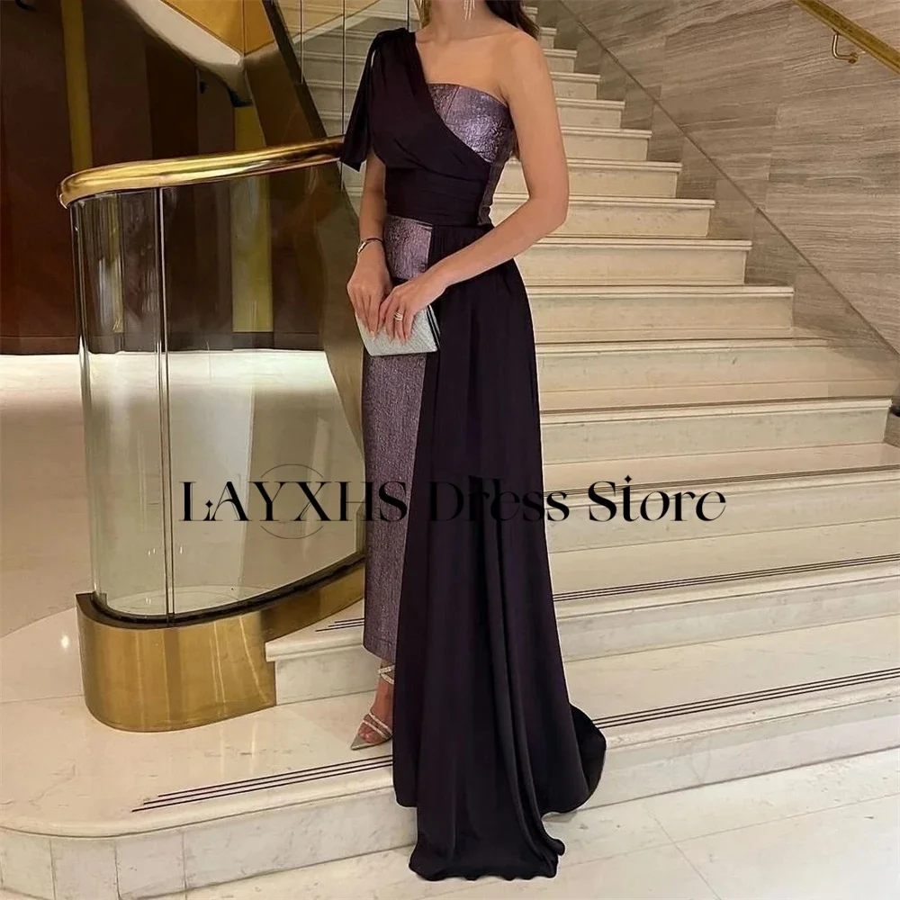LAYXHS Elegante One-Shoulder-Abendkleider, glänzende Meerjungfrau-Falten-Abschlussballkleider für Damen, maßgeschneidert