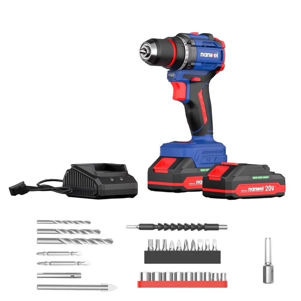 NANWEI Cordless Electric Impact Drill Screwdriver Lithium-ion Battery Suit for Industrial Home DIY OEM Support Power