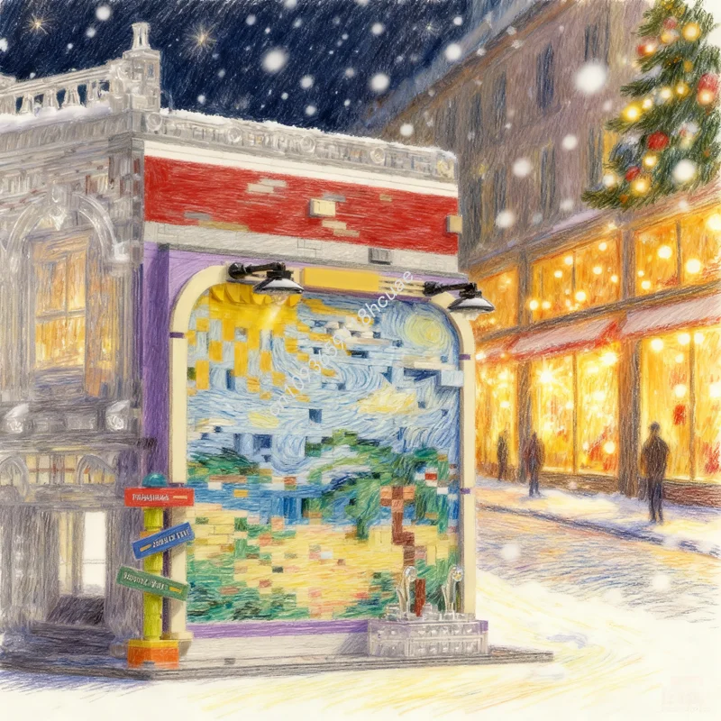 

823pcs MOC Modular Streetscape Mural 3 Sunny Emerald Coast Model Building Blocks Toy Construction Christmas Gifts Brick Kids