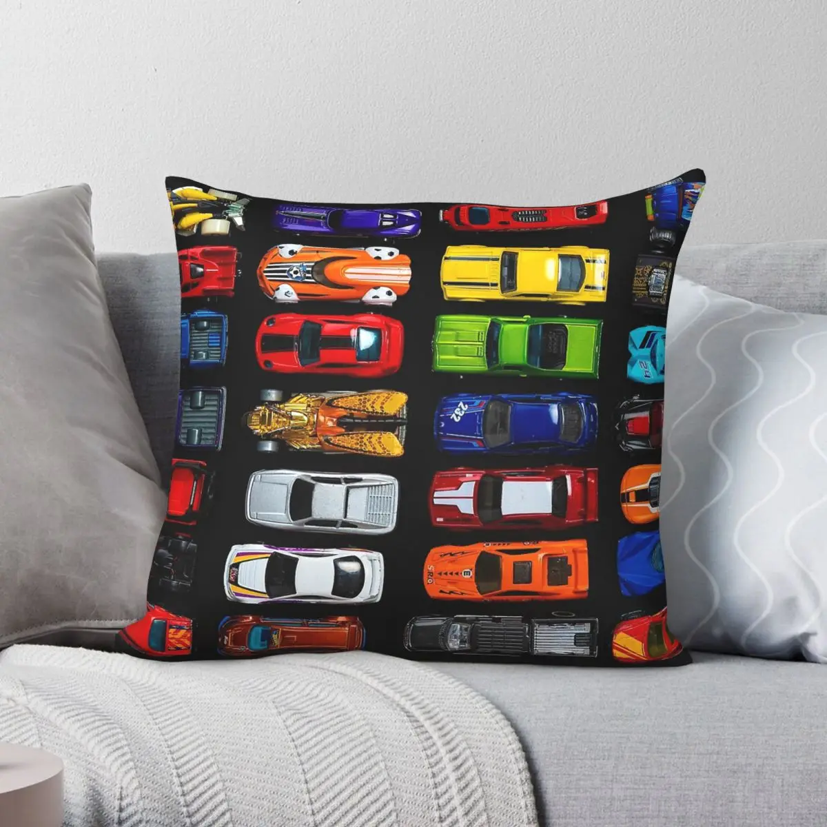 Hot Wheels Toy Cars Square Pillowcase Polyester Linen Velvet Pattern Zip Decor Throw Pillow Case Car Cushion Cover 18